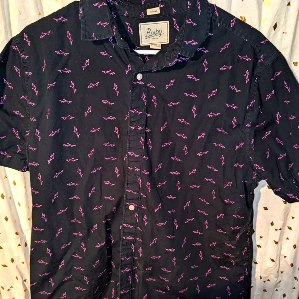 Men's Print button up shirt sleeve shirt